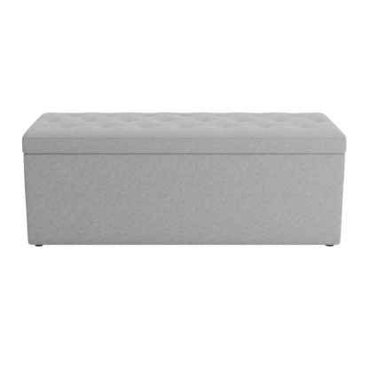 An Image of Oswald Faux Wool Buttoned Ottoman Bench Grey