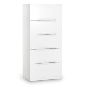 An Image of Manhattan White Narrow 5 Drawer Chest White