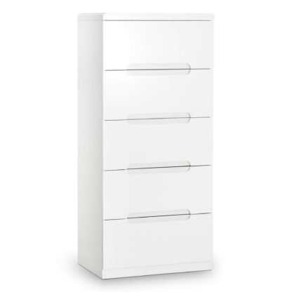 An Image of Manhattan White Narrow 5 Drawer Chest White