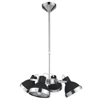 An Image of Black Shade Chrome 4 Light Pendant Light