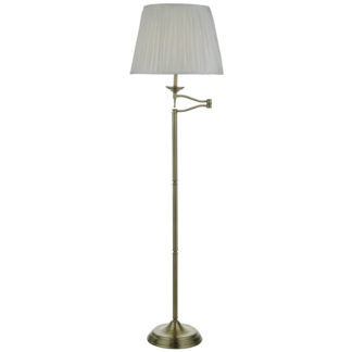 An Image of Artie Swing Arm Floor Lamp - Pleated Ivory