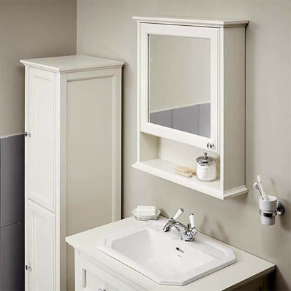 An Image of Bathstore Savoy Old English Mirror Wall Cabinet - White