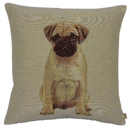 An Image of Pug Tapestry Cushion - 45x45cm