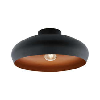 An Image of Eglo Mogano Flush Light - Black & Copper