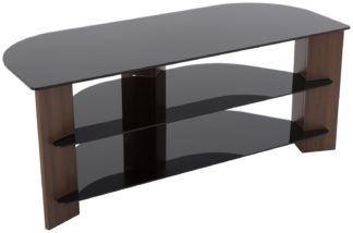 An Image of AVF Up To 55 Inch TV Stand - Black Glass and Walnut Effect