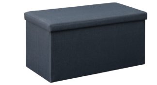 An Image of Argos Home Bennett Medium Fabric Ottoman - Navy