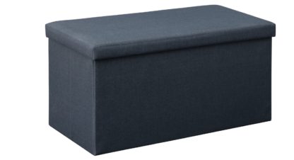 An Image of Argos Home Bennett Medium Fabric Ottoman - Navy