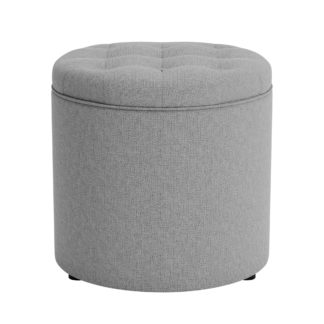 An Image of Oswald Faux Wool Round Storage Footstool Grey