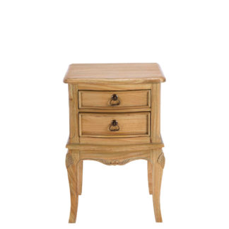 An Image of Lille Wooden 2 Drawer Bedside Table, Natural Mindi