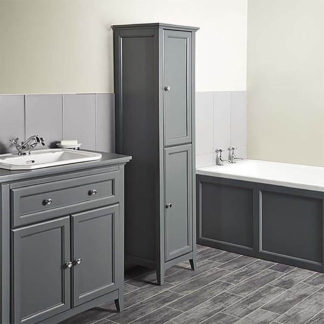 An Image of Bathstore Savoy 400mm Tall Floorstanding Cabinet - Charcoal Grey