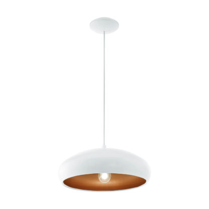 An Image of Eglo Mogano 1 Pendant Light - White & Copper