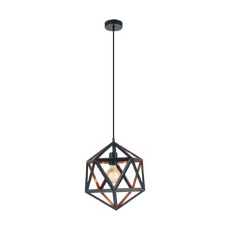 An Image of EGLO Embleton Geo Black and Copper Pendant