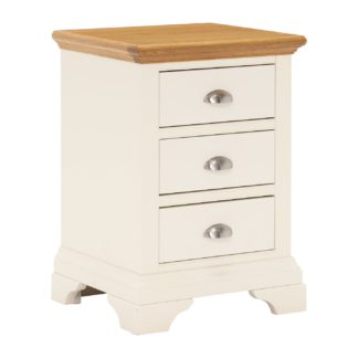 An Image of Carrington 3 Drawer Nightstand, Ivory and Oak