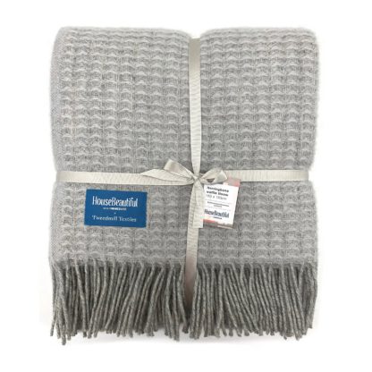 An Image of House Beautiful Wool Waffle Throw - 150x183cm - Grey