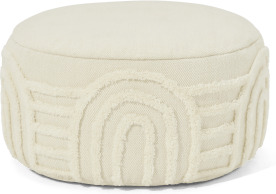 An Image of Raina Pouffe, Off White Tufted New Zealand Wool