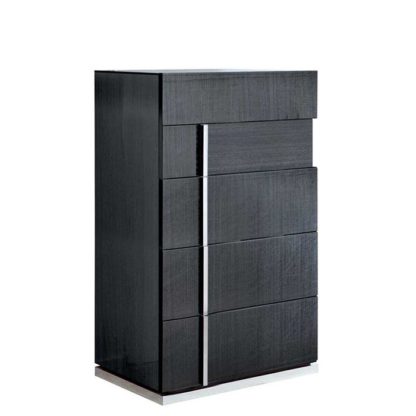 An Image of Borgia 5 Drawer Chest, Grey High Gloss