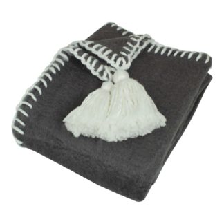 An Image of Grey Wool Trim Throw