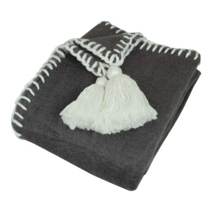 An Image of Grey Wool Trim Throw