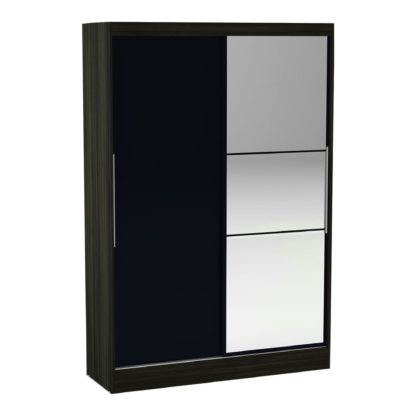 An Image of Lynx Walnut and Black Sliding Wardrobe Natural/Black