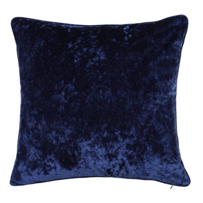 An Image of Crushed Velvet Cushion - Navy