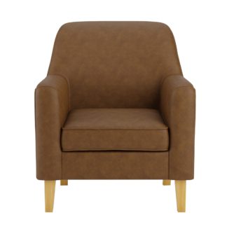 An Image of Cooper Faux Leather Check Armchair Tan (Brown)