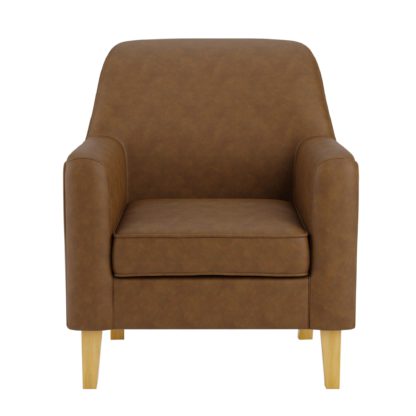85c1a9d20ca2637d7d9a1962cdd83fc66c36a8d22fb962b99512779d3ddab098.jpg An Image of Cooper Faux Leather Check Armchair Tan (Brown)
