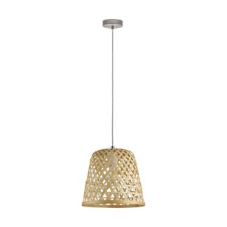 An Image of EGLO Kirkcolm Wicker Style Pendant Natural