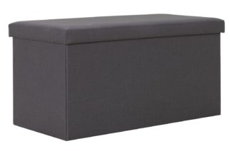 An Image of Argos Home Bennett Medium Fabric Ottoman - Grey