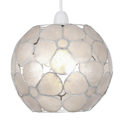 An Image of Capiz Floral Ball Easy Fit Light Shade - Natural