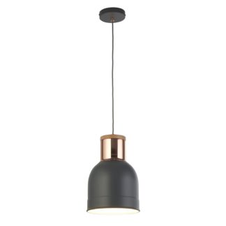 An Image of Barham 1 Light Pendant Light - Matt Grey and Copper