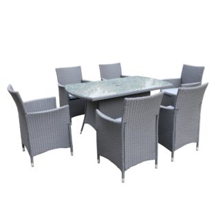 An Image of Cannes 6 Seater Ebony Grey Rectangular Dining Set Grey