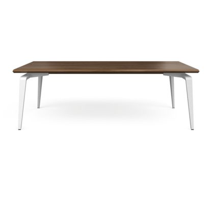 An Image of Ligne Roset ODESSA DINING TABLE EUROPEAN WALNUT 180 x 98cm White Legs