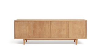 An Image of Habitat Grooved Storage 4 Door Sideboard - Pine