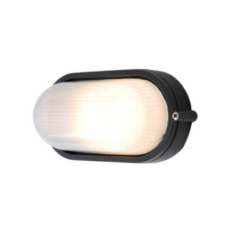 An Image of Lutec Echo Outdoor Bulkhead Wall Light In Black