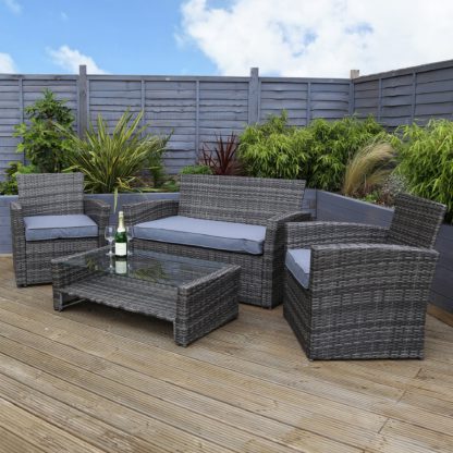 8c379fa087150041f4027a1a66950799db93c8c08456179756c6db13c24950ff.jpg An Image of Rattan 4 Seater Grey Lounge Set Grey