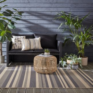 An Image of Stripe Indoor Outdoor Rug Light Grey