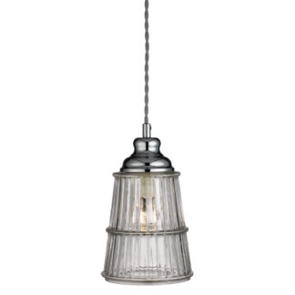 An Image of Cleve 1 Light Glass Pendant Light - Chrome and Grey