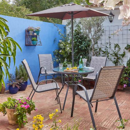 An Image of Andorra 4 Seater Garden Dining Set with Parasol
