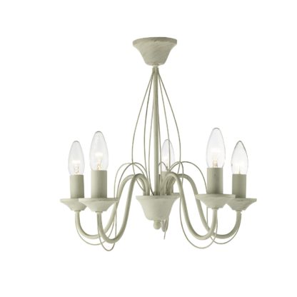 An Image of 5 Light Semi-flush Ceiling Light - Brushed Cream & Gold