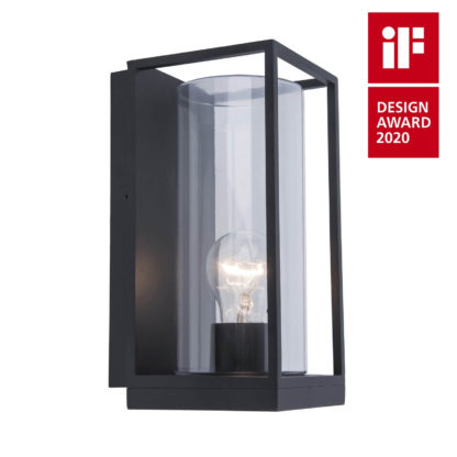 An Image of Lutec Flair Flush Outdoor Wall Light In Black