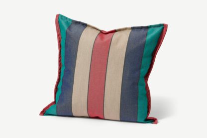 An Image of Artiga Outdoor Cushion, 40 x 40cm, Grey & Blue Stripe