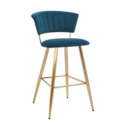 An Image of Kendall Velvet Bar Stool Black