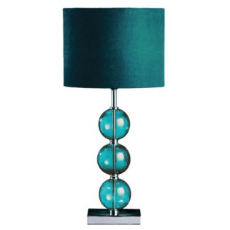 An Image of Mistro Teal Suede Effect Shade Table Lamp