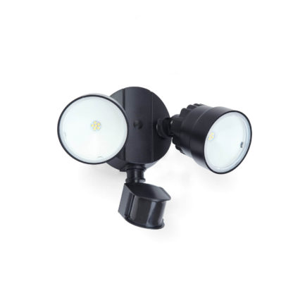 An Image of Lutec Shrimp 22W Twin LED PIR Wall Light - Black