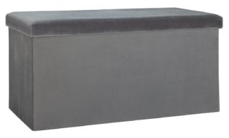 An Image of Argos Home Bennett Smooth Velvet Ottoman - Grey