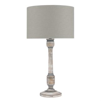 An Image of Mango Wood Table Lamp, Grey and Whitewash