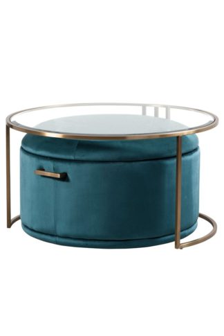 An Image of Aria Coffee Table and Storage Ottoman Peacock - Set