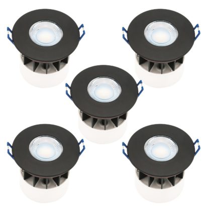 An Image of Fixed Fire Rated IP65 LED 5 Pack - Black