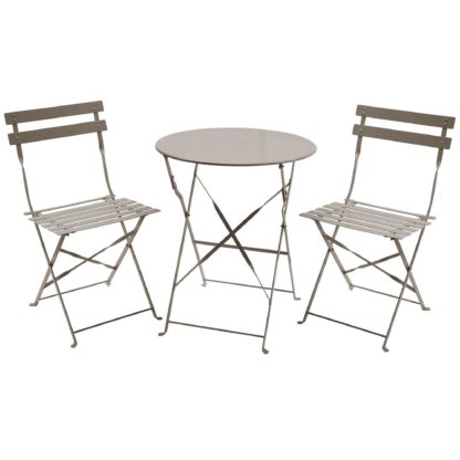 An Image of Folding 2 Seater Taupe Bistro Set Brown