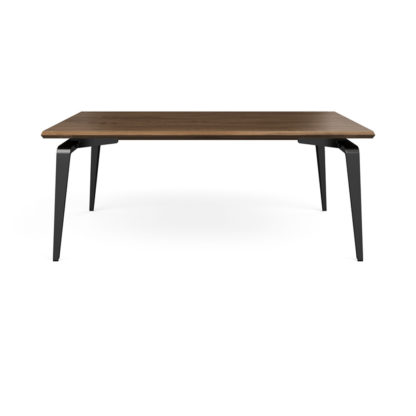 An Image of Ligne Roset ODESSA DINING TABLE EUROPEAN WALNUT 180 x 98cm White Legs